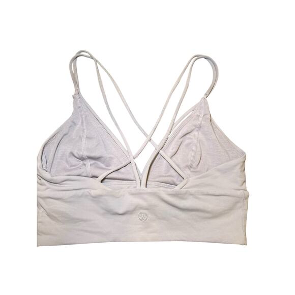 Lululemon Women 6 Pushing Limits Bra Dark Chrome Light Grey Criss Cross Back - Picture 9 of 13